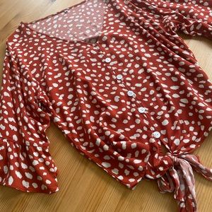 Boutique Rust Orange Dot Blouse